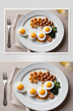 超写实风格的现代房屋早餐盘