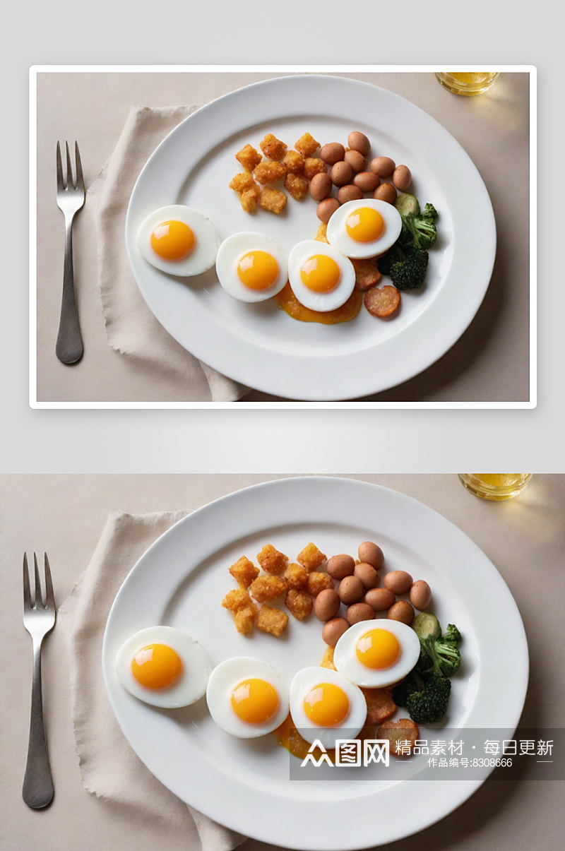 超写实风格的现代房屋早餐盘素材