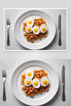 超写实风格的现代房屋早餐盘