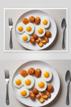 星期一早晨的超现实煎蛋与美食盘