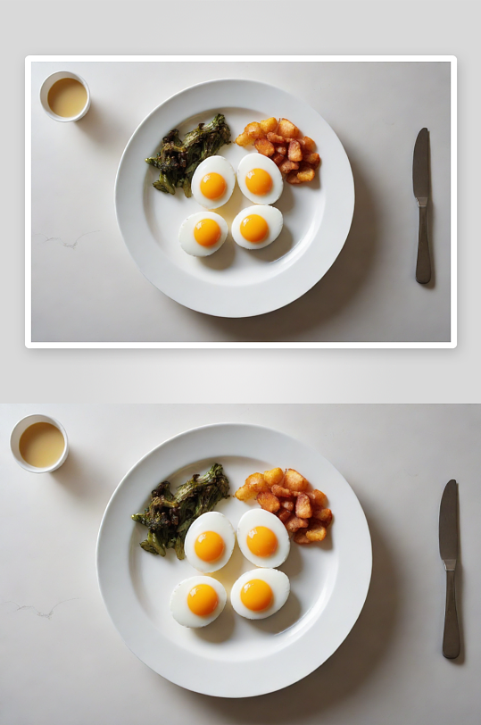 星期一早晨的超现实煎蛋与美食盘
