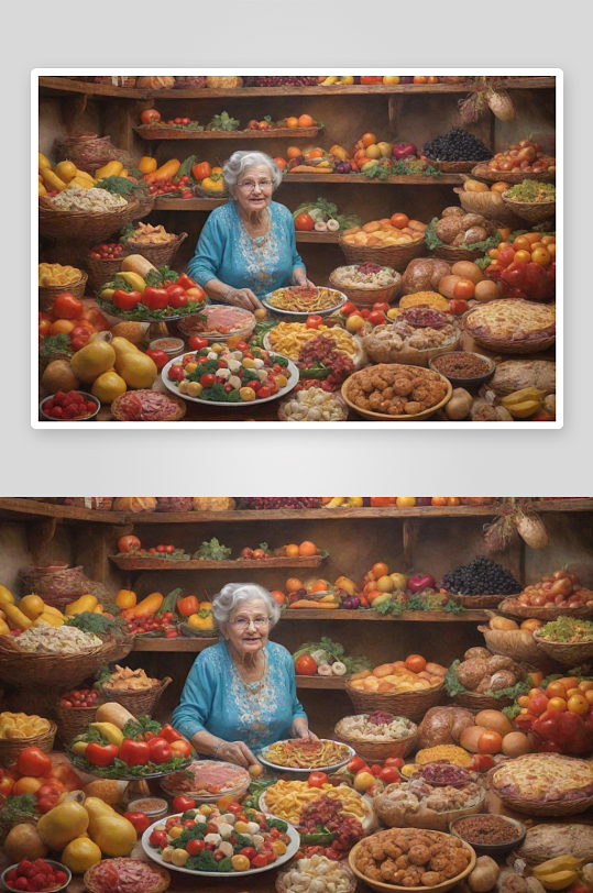 商场奇幻艺术中的奶奶与色香味俱佳的美食
