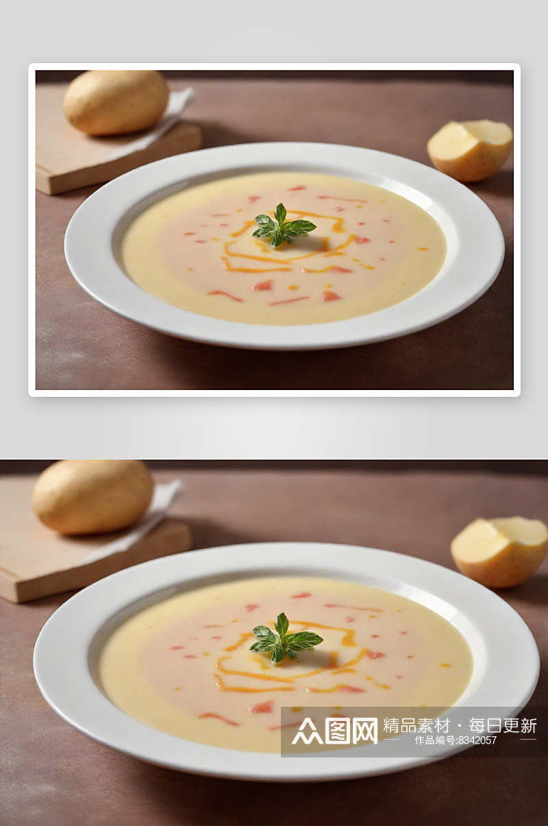 美食诱惑浓郁土豆汤的美味表现素材
