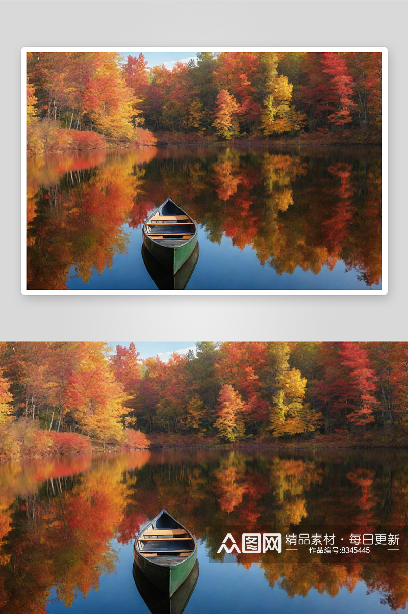 瑰丽的秋色湖泊风景素材