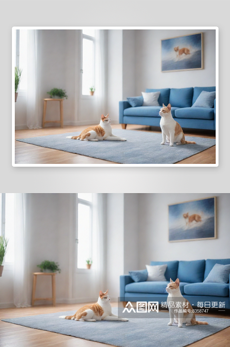 爱与陪伴狗猫共享的客厅空间素材