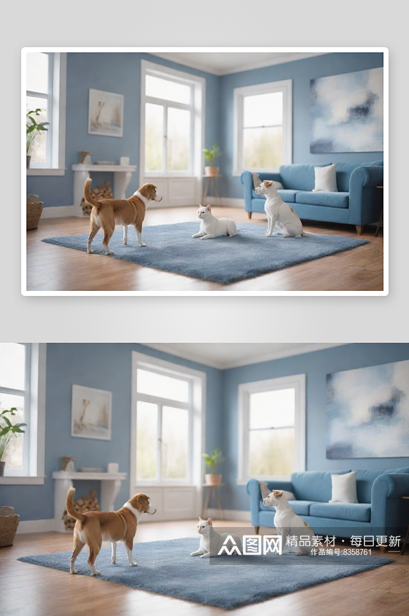 爱与陪伴狗猫共享的客厅空间素材