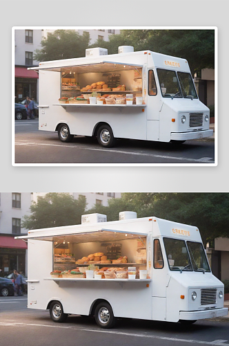 时尚白色餐车让你品味美食的同时享受美景