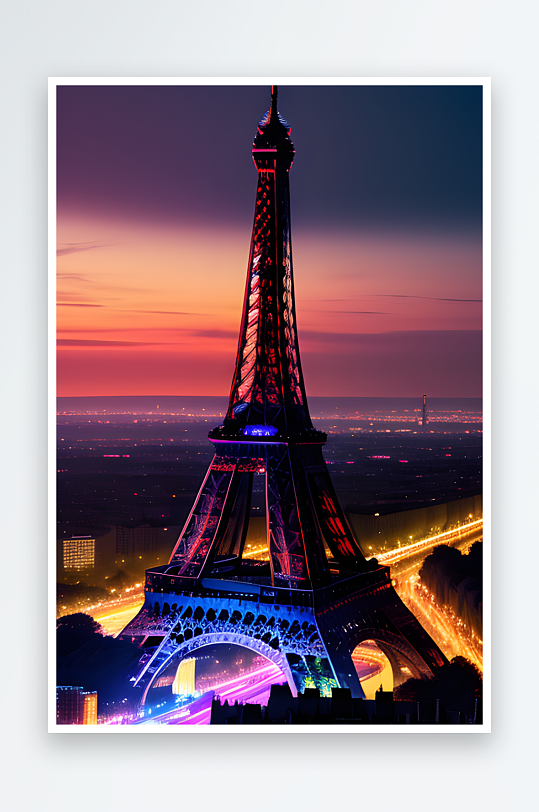 巴黎铁塔的未来感景观与绚丽灯光