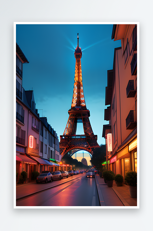巴黎铁塔的未来感景观与绚丽灯光