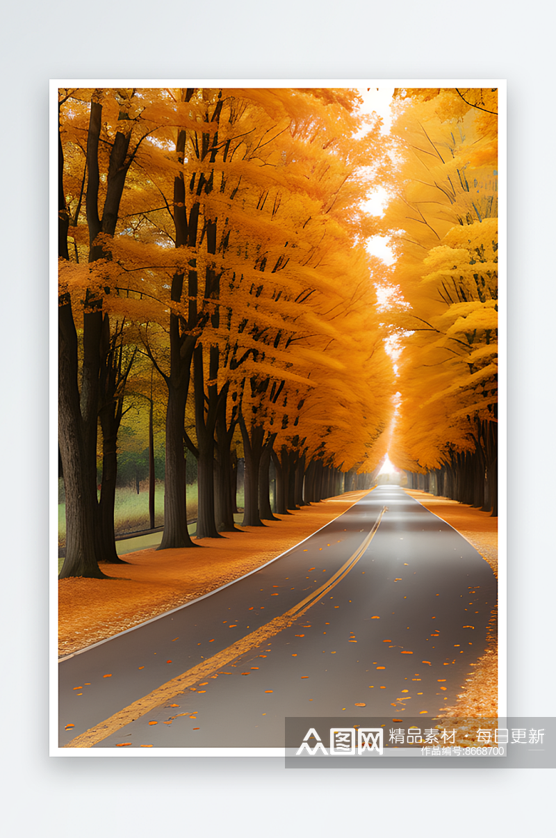 秋天橙色树木在胶片照片中的美丽景色素材