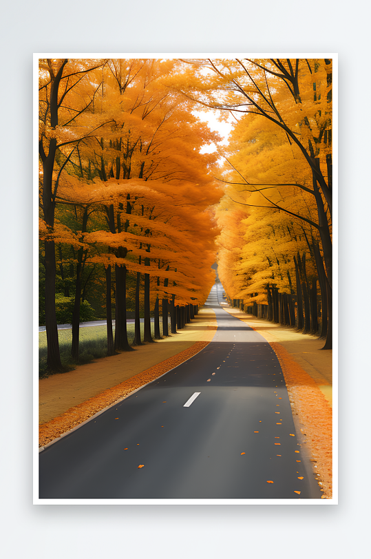 秋天橙色树木在胶片照片中的美丽景色