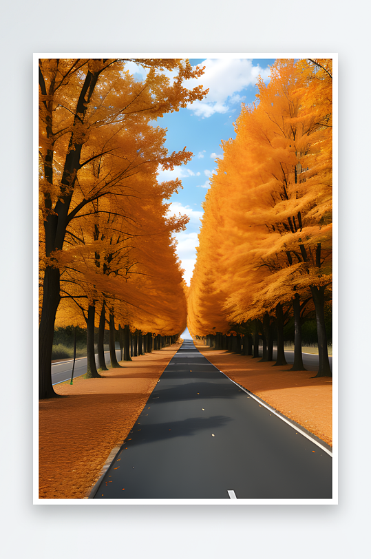 胶片照片中橙色秋天树木与风景道路