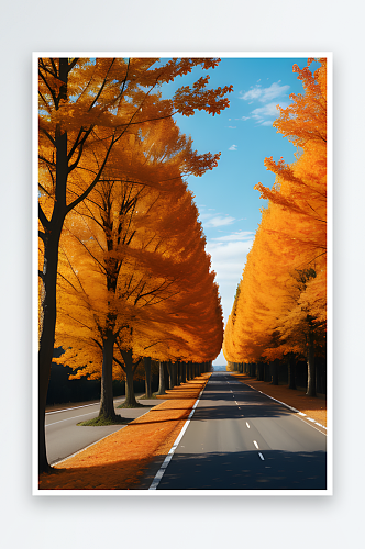 橙色秋天树木在胶片照片中的迷人美景