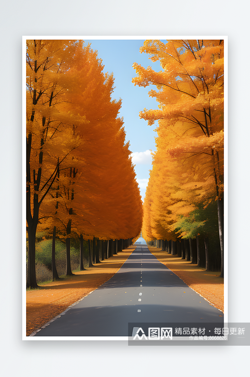 橙色秋天树木在胶片照片中的迷人美景素材