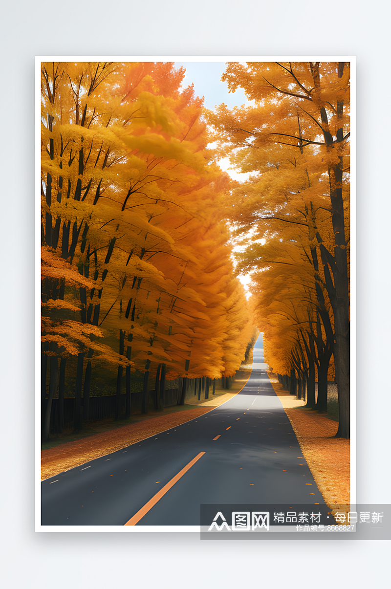 橙色秋天树木在胶片照片中的迷人美景素材