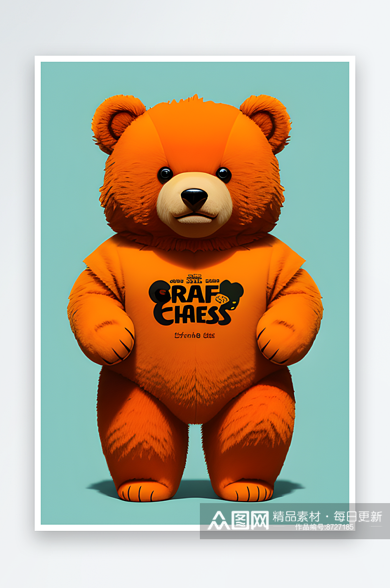 可爱的熊和橙子广告绘制素材
