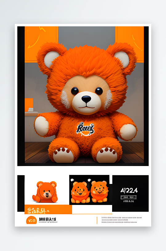 可爱的熊和橙子广告绘制
