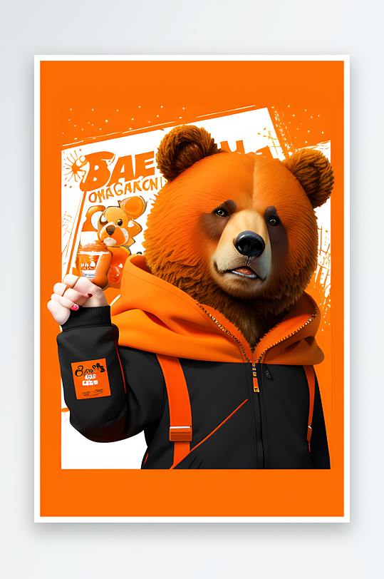 可爱的熊和橙子广告绘制