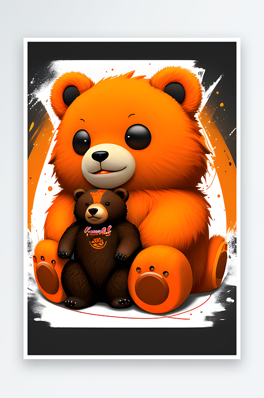 熊熊和橙子的可爱广告设计