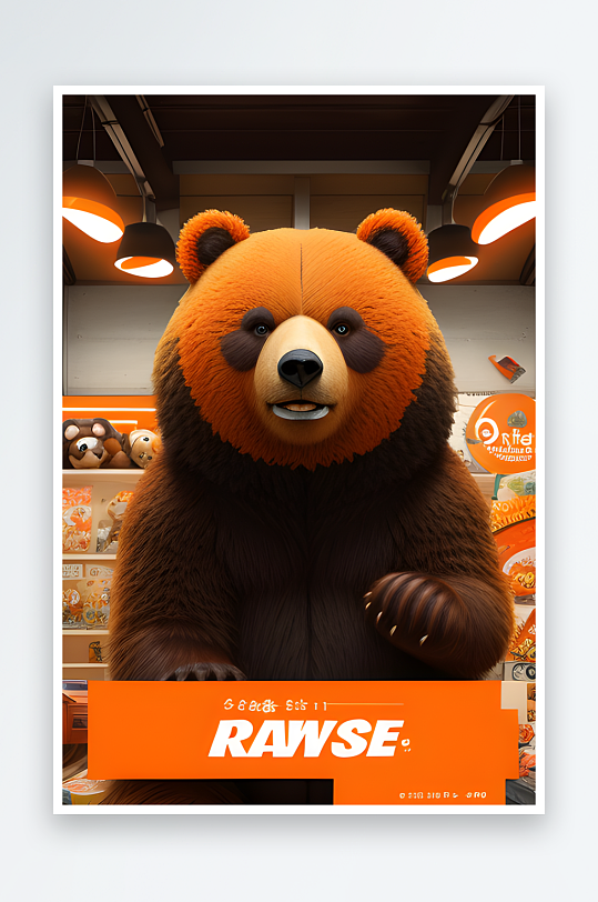 熊熊和橙子的可爱广告设计