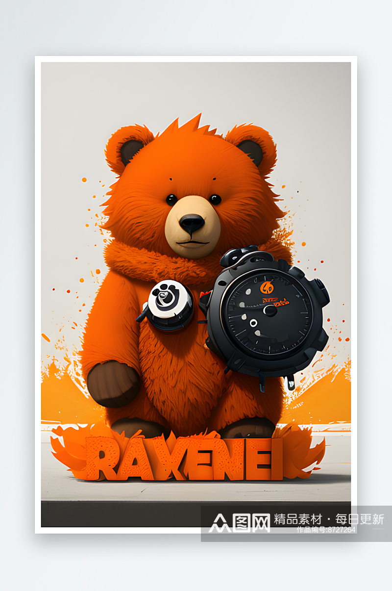 可爱的熊熊与橙子的广告绘画素材