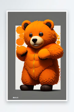 可爱的熊熊与橙子的广告绘画