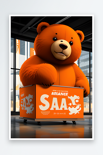 可爱熊熊和新鲜橙子的广告绘制