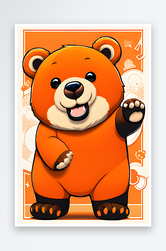 可爱的熊和橙子广告艺术绘画