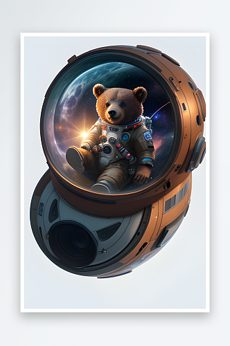 太空中的萌萌小熊3D渲染作品