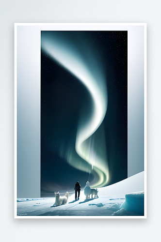 极地之光冰山雪暴与极光的视觉抽象拼贴