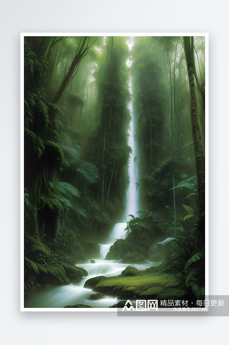 迷幻雨林原始深林的绚丽奇观素材
