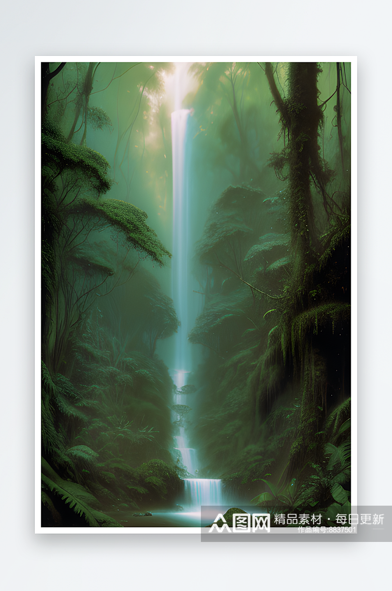 迷幻雨林原始深林的绚丽奇观素材