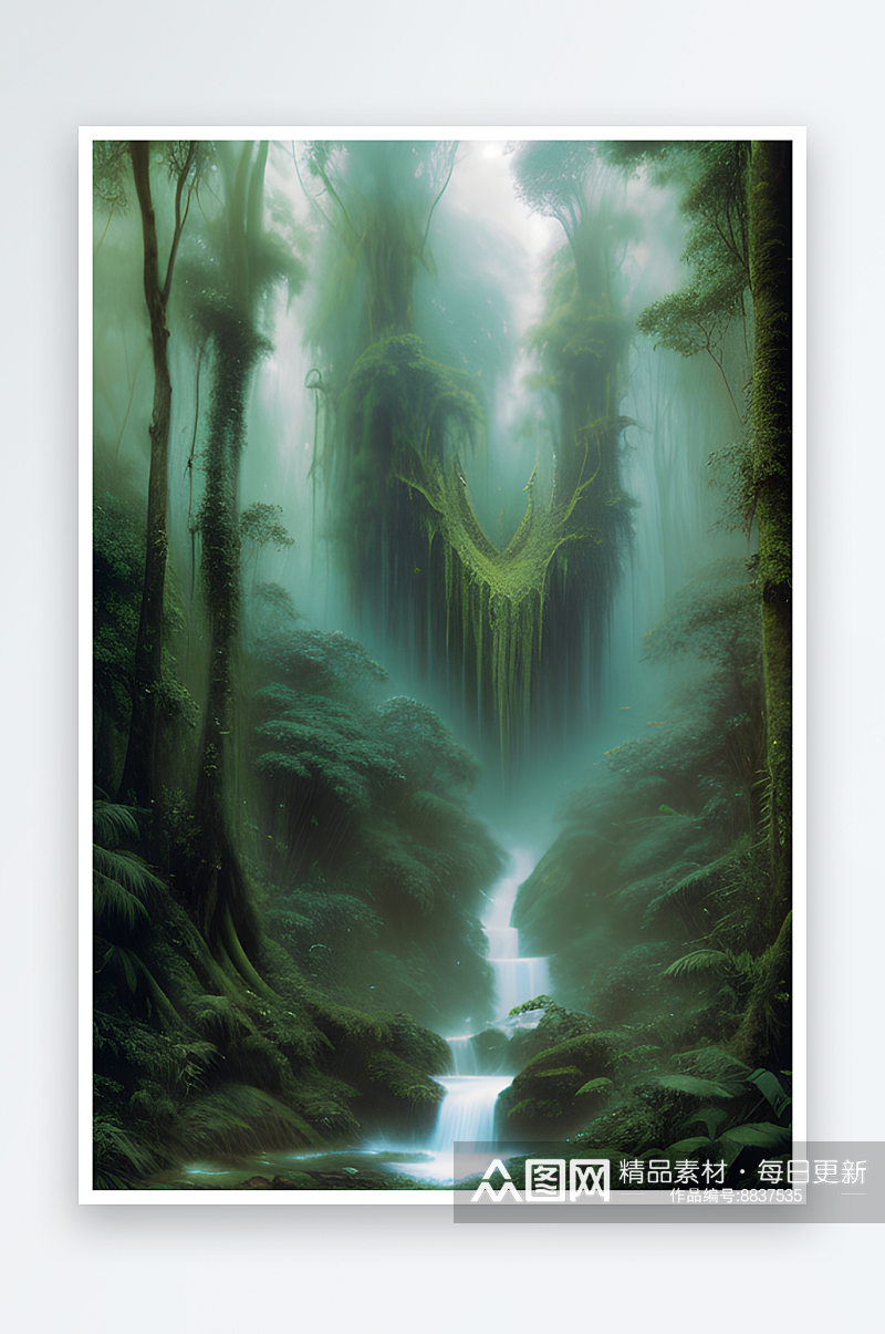 原始深林迷幻雨林的神秘探索素材