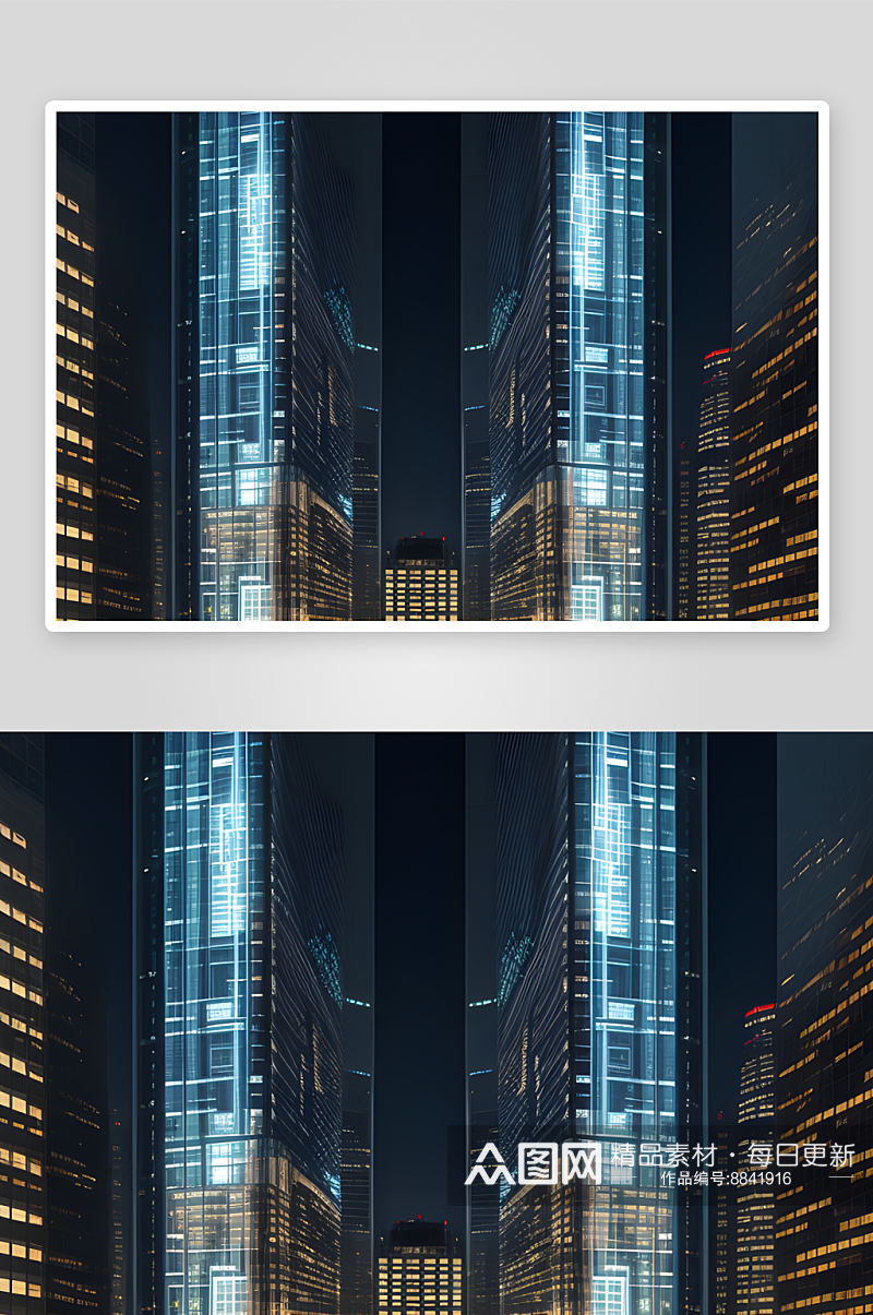先进科技建筑中的未来之光素材