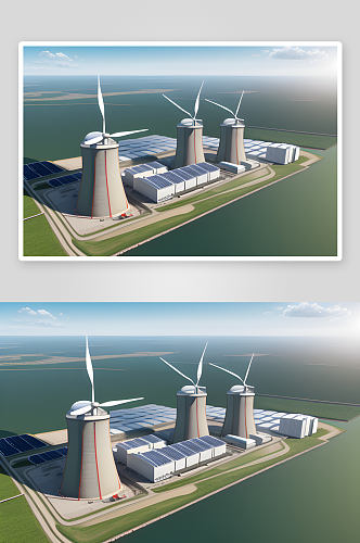 写实风格简约明亮的新能源发电厂