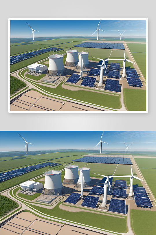 简约明亮新能源发电厂的近景视图