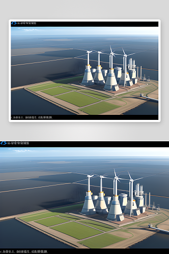 写实风格简约明亮的新能源发电厂全景