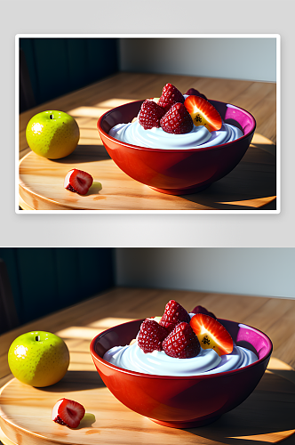 健康美味水果和酸奶