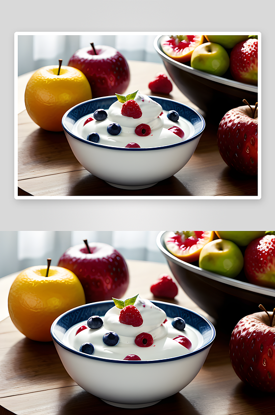 健康美味水果和酸奶