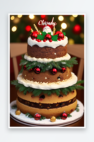 甜蜜圣诞布丁蛋糕与糖果