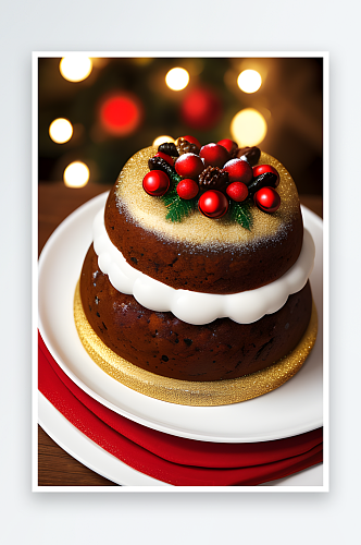 甜蜜圣诞布丁蛋糕与糖果