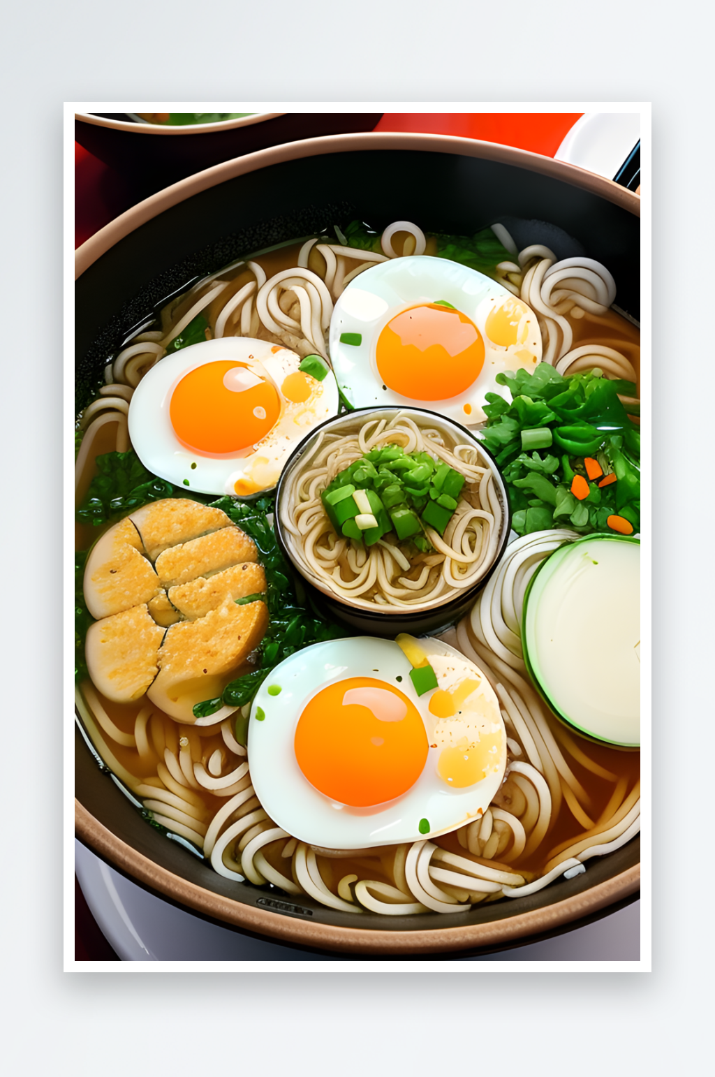 味蕾享受蔬菜鸡蛋面素材