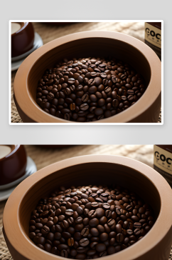咖啡豆环绕下的温馨产品摄影场景