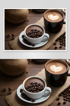 咖啡豆环绕下的温馨产品摄影场景