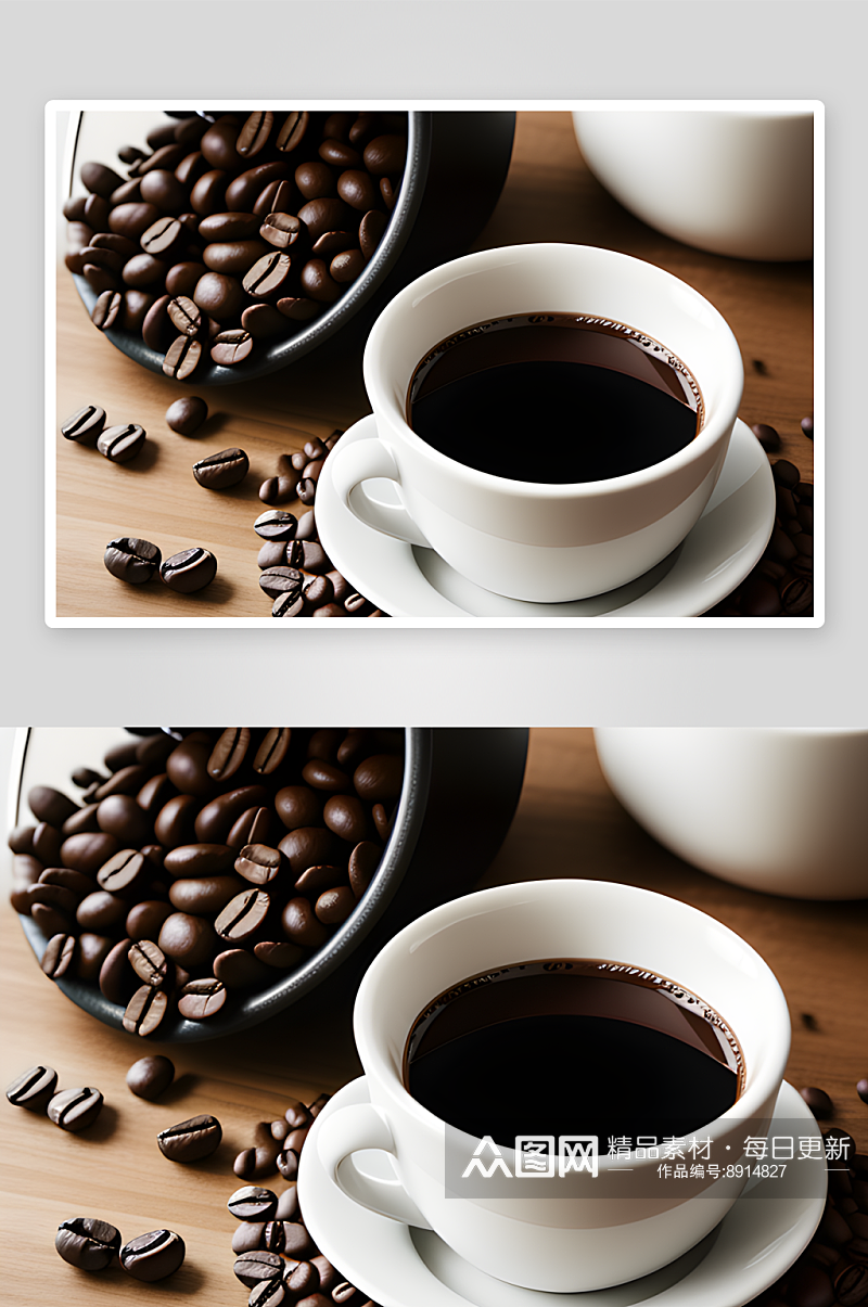 咖啡豆点缀的舒适产品摄影现场素材