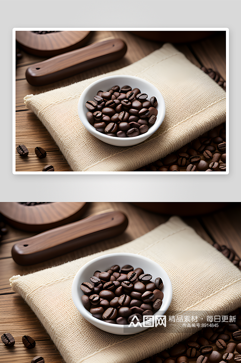 咖啡豆点缀的舒适产品摄影现场素材