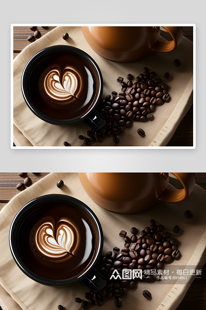 咖啡豆装点的温馨产品摄影背景素材