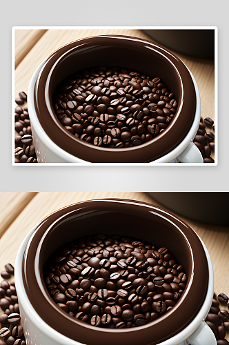 咖啡豆装点的温馨产品摄影背景