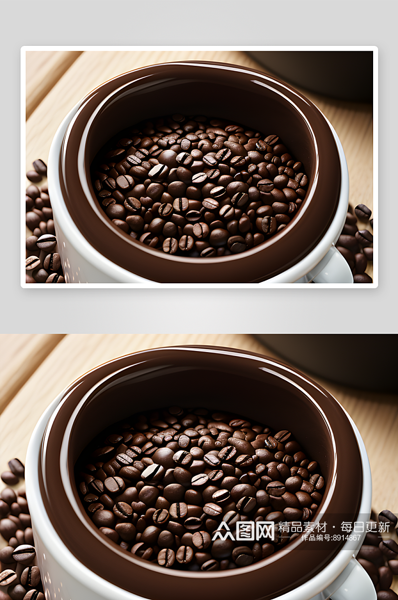 咖啡豆装点的温馨产品摄影背景素材