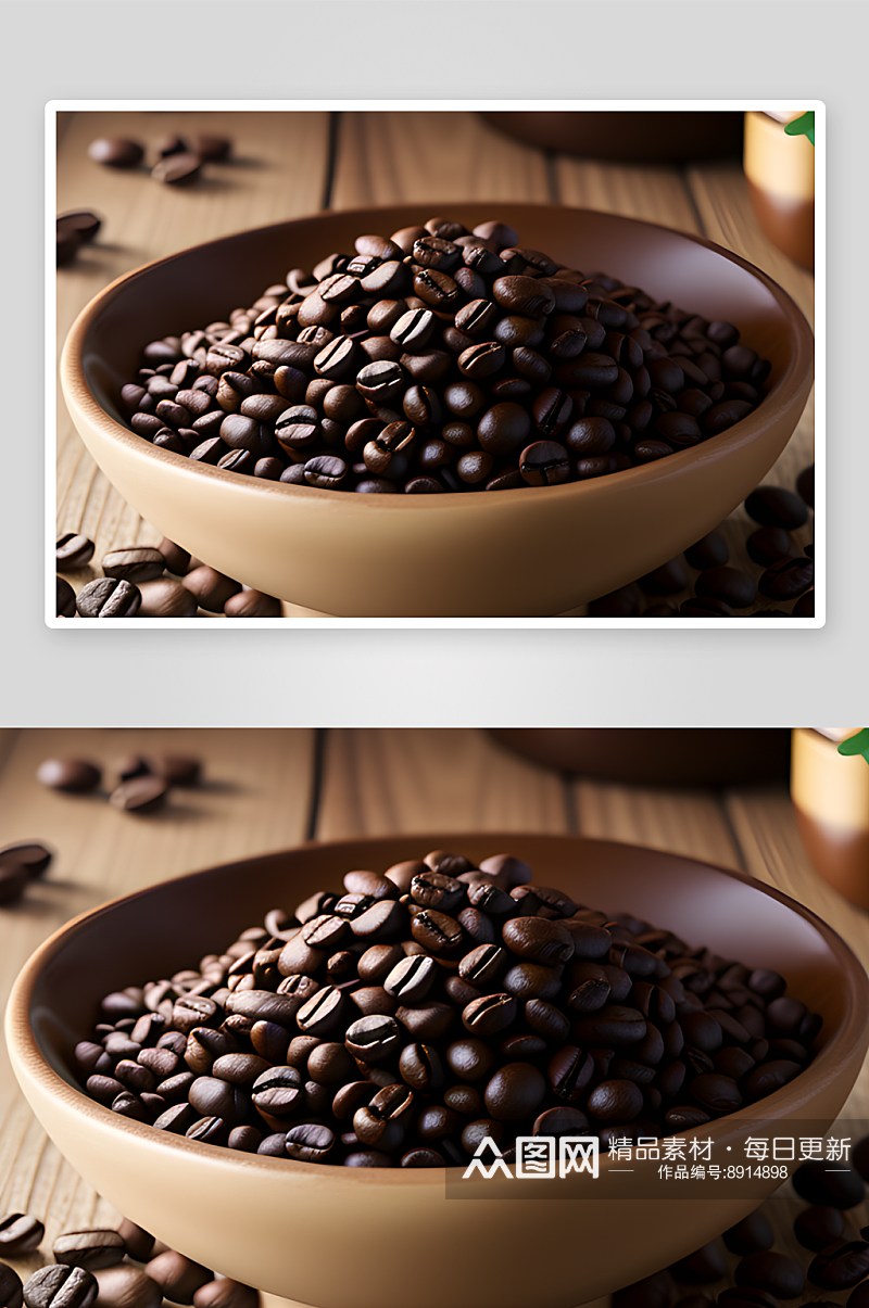 咖啡豆营造的舒适产品摄影氛围素材